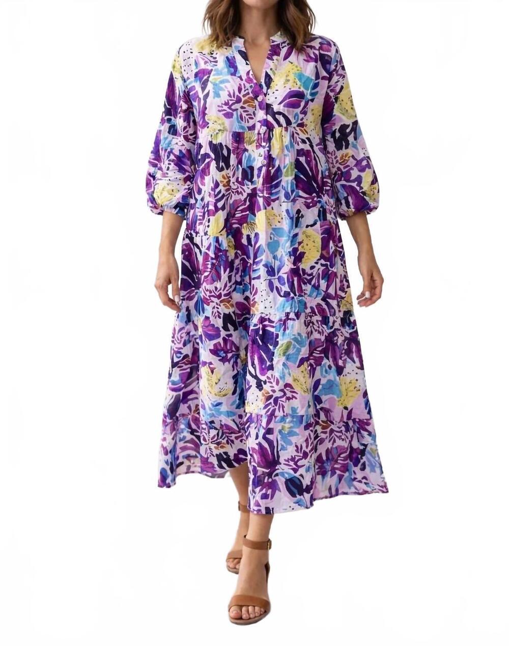 NEW ZURY gaelle maxi dress in purple multi